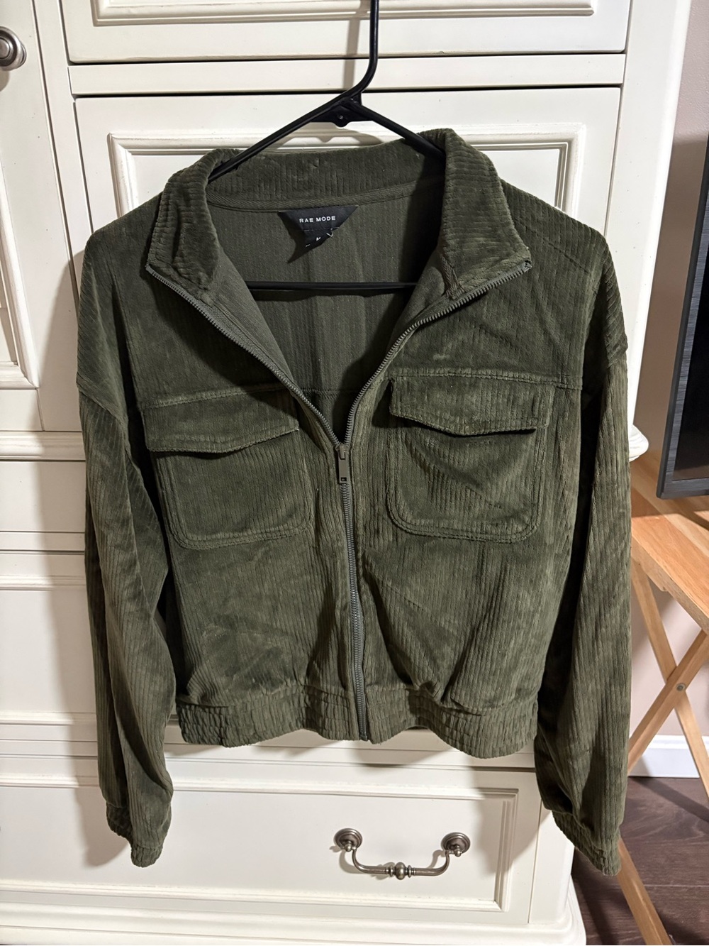 rae mode olive corduroy utility zip jacket